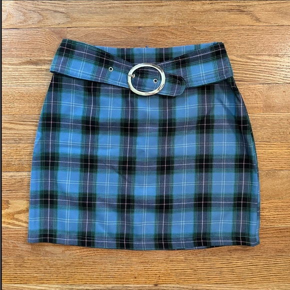 Topshop plaid mini skirt with buckle - Picture 1 of 3